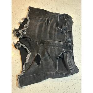 ABERCROMBIE AND FITCH BLACK DENIM HIGH RISE SHORTS WOMENS SIZE 2
